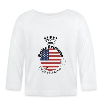 "Petite princesse américaine" - T-shirt manches longues bio Bébé - blanc - Devant