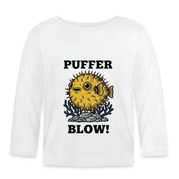 Humor Fisch Kugel Puffer bläst - Baby Bio-Langarmshirt - Weiß - Vorne