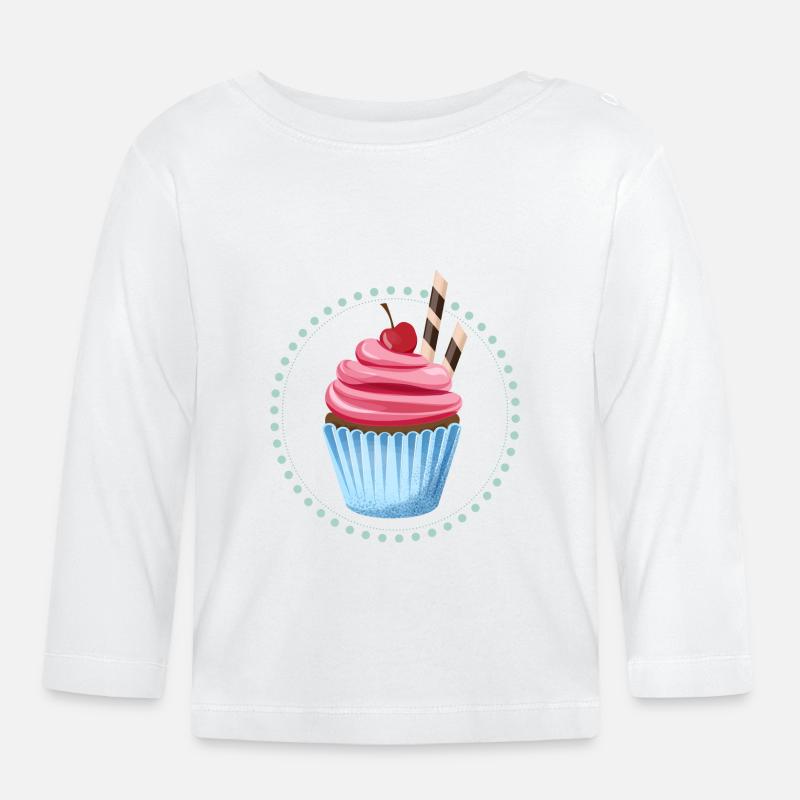 Kirsch Cupcake - Baby Bio-Langarmshirt - Weiß