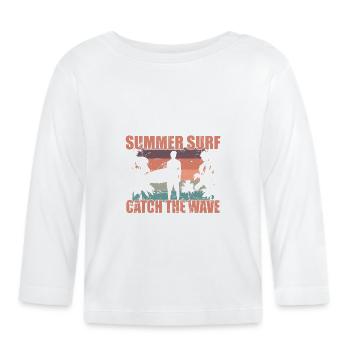 Summer Surf Catch the Wave Wellenreiten - Baby Bio-Langarmshirt - Weiß - Vorne