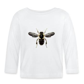 Detailed bee illustration on textiles - Organic Baby Long Sleeve T-Shirt - white - Front