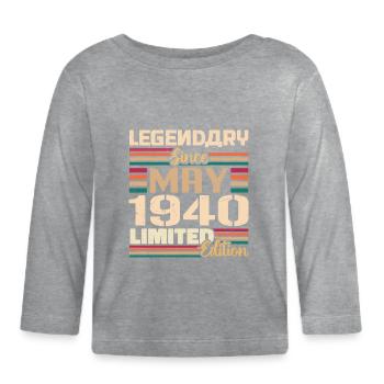 May 1940 May - Jubilee May 1940 - Organic Baby Long Sleeve T-Shirt - heather grey - Front