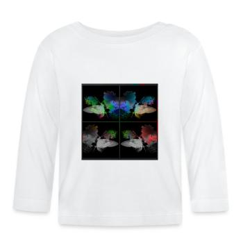 Papillons 4 fois colorés - T-shirt manches longues bio Bébé - blanc - Devant
