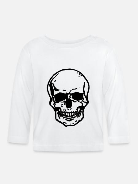 Totenschädel - Baby Bio-Langarmshirt - Weiß