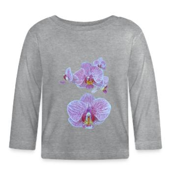 orchid flowers - Organic Baby Long Sleeve T-Shirt - heather grey - Front