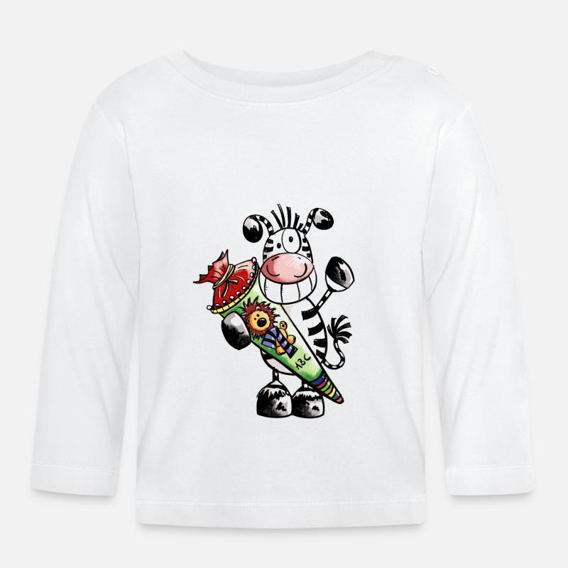 Das Schulkind Zebra - Baby Bio-Langarmshirt - Weiß