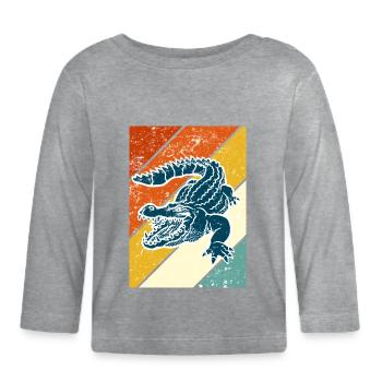 alligator - Organic Baby Long Sleeve T-Shirt - heather grey - Front