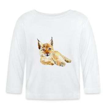 Little lynx is lounging - Organic Baby Long Sleeve T-Shirt - white - Front