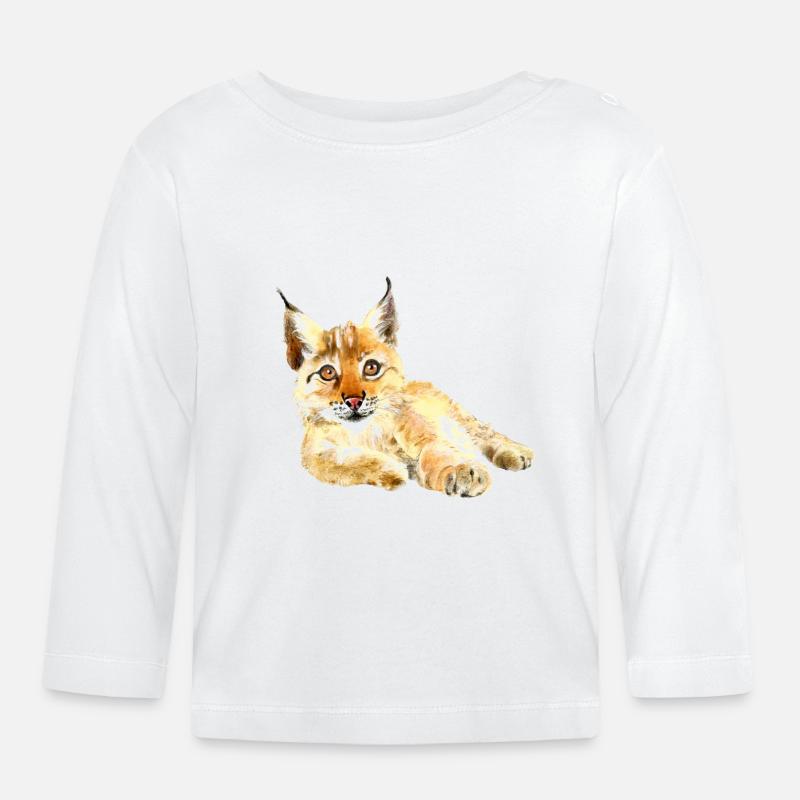 Kleiner Luchs fläzt - Baby Bio-Langarmshirt - Weiß