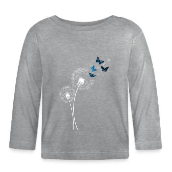 Pusteblume Papillon Femmes Cadeau - T-shirt manches longues bio Bébé - gris chiné - Devant