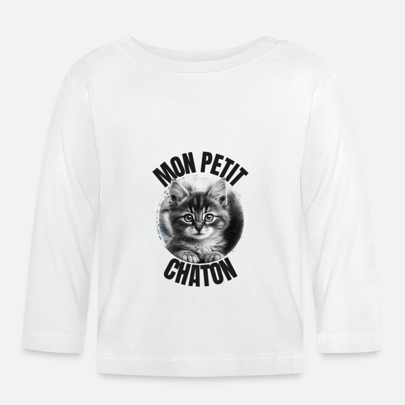 Mon petit Chaton ! - T-shirt manches longues bio Bébé - blanc