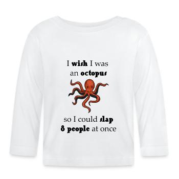 Oktopus Meeresbewohner - Baby Bio-Langarmshirt - Weiß - Vorne