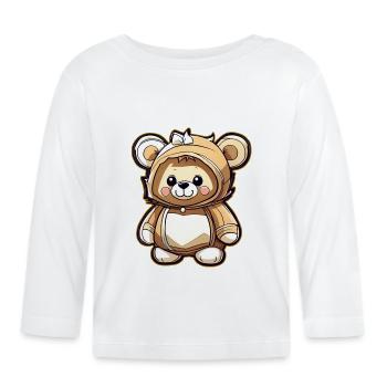 Cute Teddy Bear - Organic Baby Long Sleeve T-Shirt - white - Front
