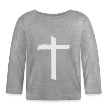 Kreuz - Baby Bio-Langarmshirt - Grau meliert - Vorne