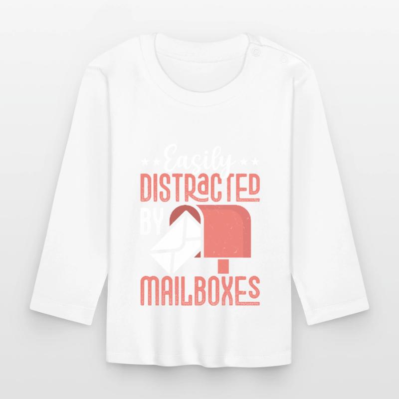 Easily Distracted By Mailboxes Mail Postal Worker Baby Bio-Langarmshirt
