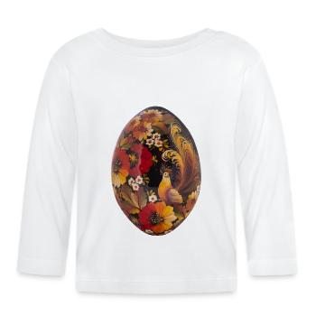 Osterei 2025 handbemalt Design Typ 2 - Baby Bio-Langarmshirt - Weiß - Vorne