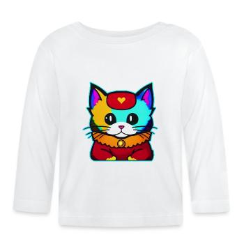 Chat mignon aux couleurs vives - T-shirt manches longues bio Bébé - blanc - Devant