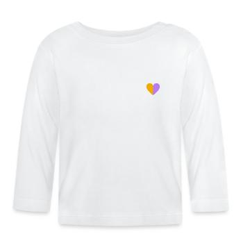 Coeur bicolore jaune-lilas - T-shirt manches longues bio Bébé - blanc - Devant