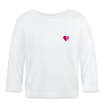Coeur bicolore rouge-rose foncé - T-shirt manches longues bio Bébé - blanc - Devant