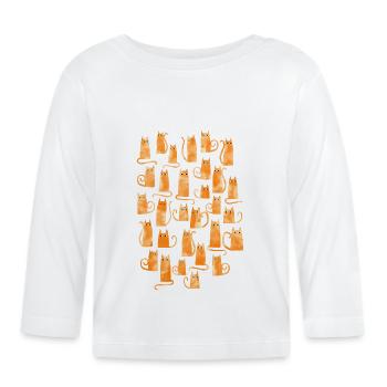 Ginger Cat Watercolor - Organic Baby Long Sleeve T-Shirt - white - Front