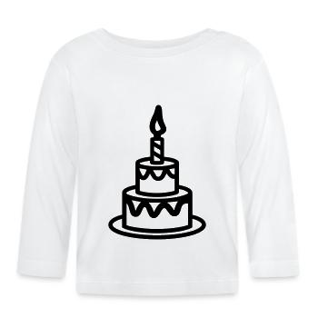 Geburtstagskuchen - Baby Bio-Langarmshirt - Weiß - Vorne
