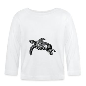 Petite tortue flottante - T-shirt manches longues bio Bébé - blanc - Devant