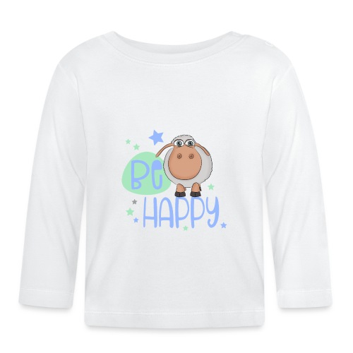 Be happy Schaf - Glückliches Schaf - Glücksschaf - Baby Bio-Langarmshirt