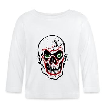 Halloween Zombie Clown Kopf mit großen Zähnen - Baby Bio-Langarmshirt - Weiß - Vorne
