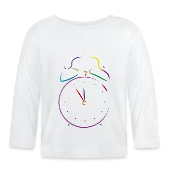 wecker uhr - Baby Bio-Langarmshirt - Weiß - Vorne