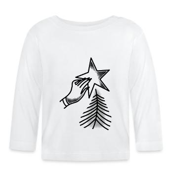 Witchcore-Tattoo-Stil Hand platziert Weihnachtsstern - Baby Bio-Langarmshirt - Weiß - Vorne