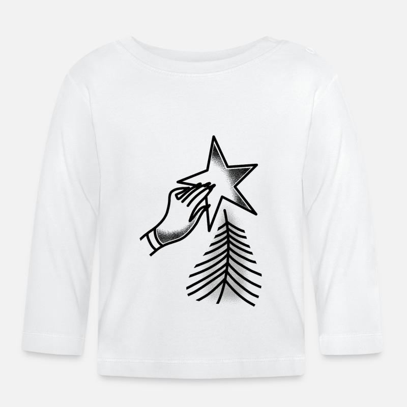 Style de tatouage Witchcore à la main plaçant l’étoile de Noël - T-shirt manches longues bio Bébé - blanc