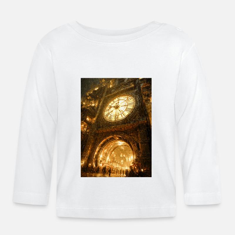 Vergoldeter Clockgate-Bogen - Baby Bio-Langarmshirt - Weiß