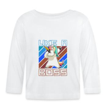 Comme un patron - Drôle de licorne Dabbing Saying - T-shirt manches longues bio Bébé - blanc - Devant