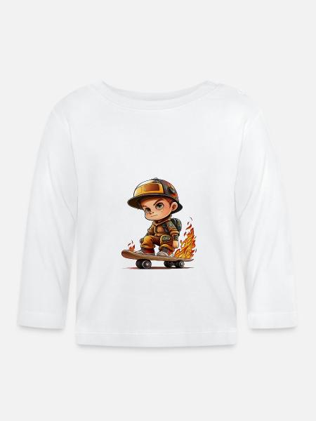 Feuerwehr Junge - Baby Bio-Langarmshirt - Weiß