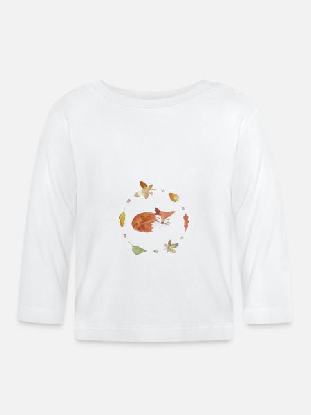 schlafender Fuchs - Baby Bio-Langarmshirt - Weiß