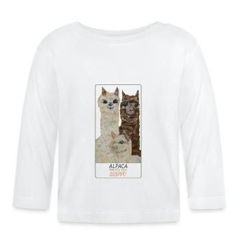 alpaca family large - T-shirt manches longues bio Bébé - blanc - Devant