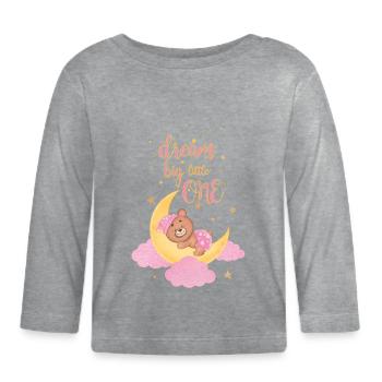 Dream big, small - Organic Baby Long Sleeve T-Shirt - heather grey - Front