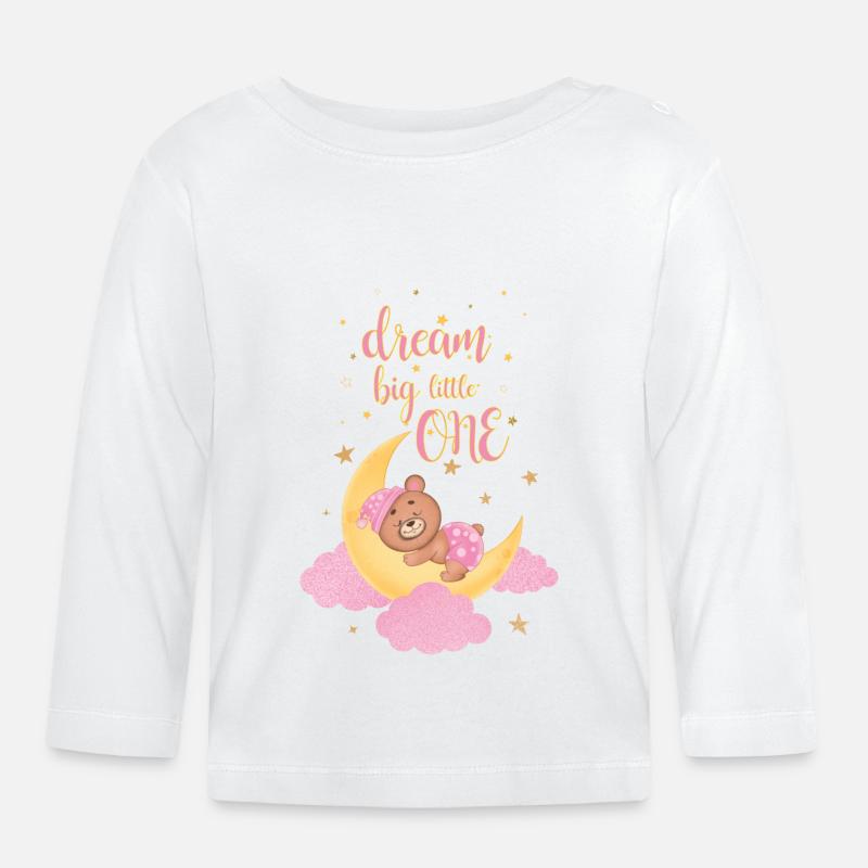 Träumen Sie groß, klein - Baby Bio-Langarmshirt - Weiß