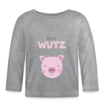 Little Pig Pink Girl Birthday Nursery - Organic Baby Long Sleeve T-Shirt - heather grey - Front