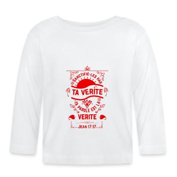 Jean 1717 ROUGE - T-shirt manches longues bio Bébé - blanc - Devant