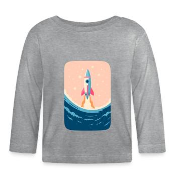 Fusée d’Eau Ascendante - T-shirt manches longues bio Bébé - gris chiné - Devant