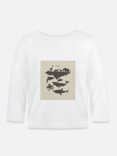 Tiere - Baby Bio-Langarmshirt - Weiß