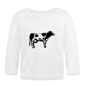 logo de vache - T-shirt manches longues bio Bébé - blanc - Devant