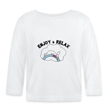 Unicorn Licorne Enjoy & Relax - T-shirt manches longues bio Bébé - blanc - Devant