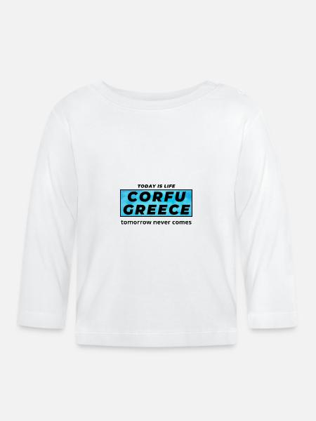 Korfu Griechenland - Baby Bio-Langarmshirt - Weiß