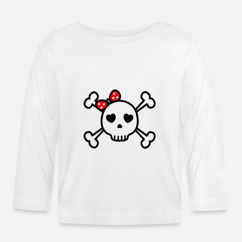 crâne mignon rockabilly mignon crâne - T-shirt manches longues bio Bébé - blanc