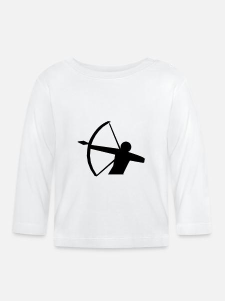 Bogenschütze Piktogramm - Baby Bio-Langarmshirt - Weiß