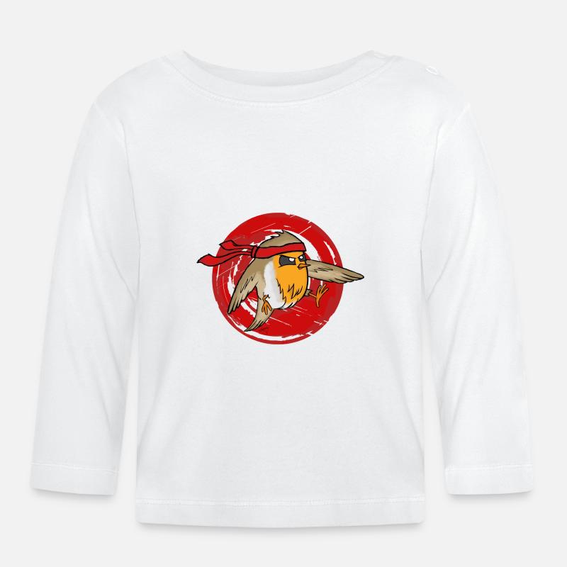 Ninja Rouge-gorge - T-shirt manches longues bio Bébé - blanc