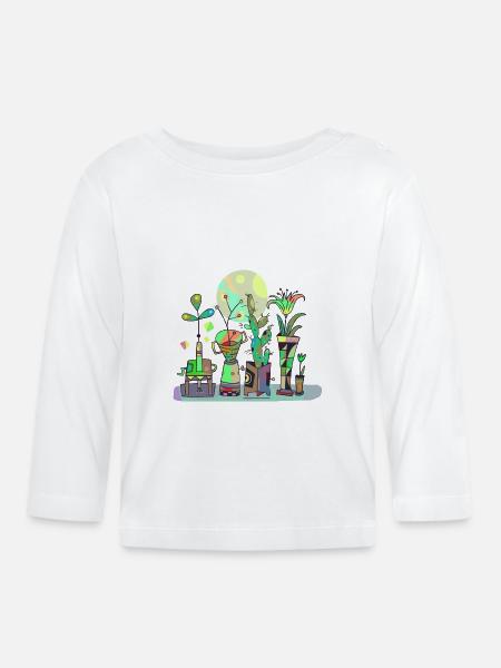 Pflanzen, Blumen - Baby Bio-Langarmshirt - Weiß