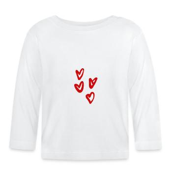 ❤️ COEURS TIRÉS - ROUGE ❤️ - T-shirt manches longues bio Bébé - blanc - Devant